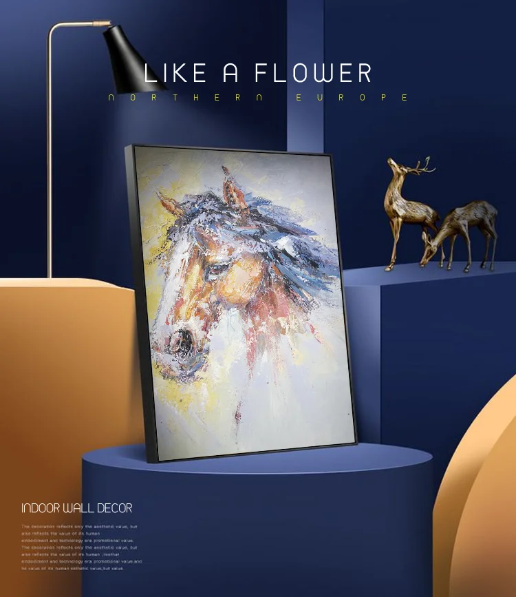 Hot Selling Abstract Oil Canvas Hand Painting Handpainted Custom Modern Wall Decoration Horse Painting Customized Living Room