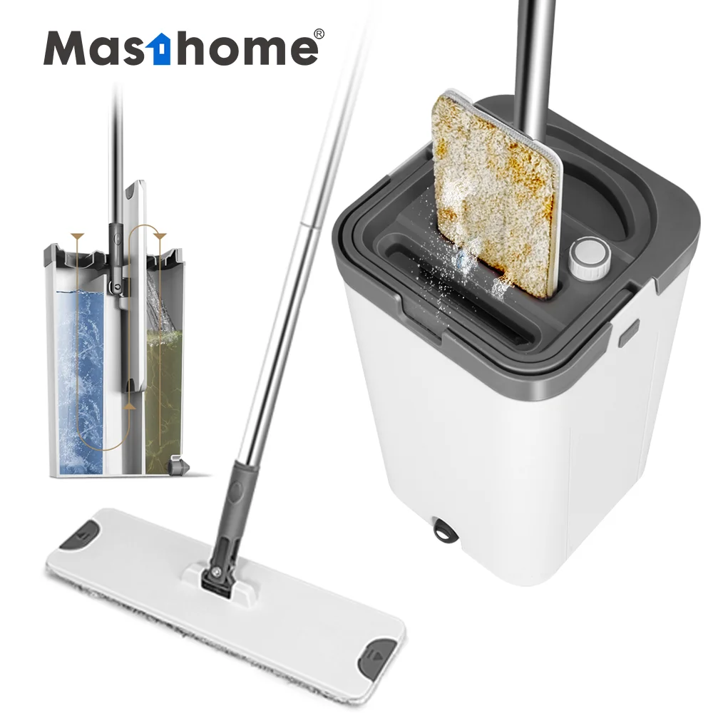
Masthome cleaning wash flat mop and bucket set squeeze mop bucket for flooring cleaning  (1600104370548)