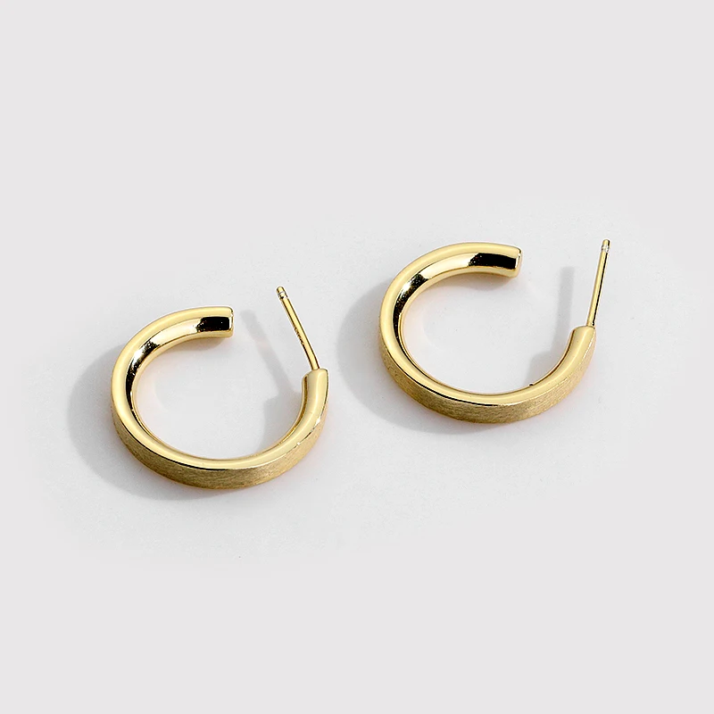 

Jewelry Woman S925 sterling silver Gold Plated Simple Hoop Earrings 18K