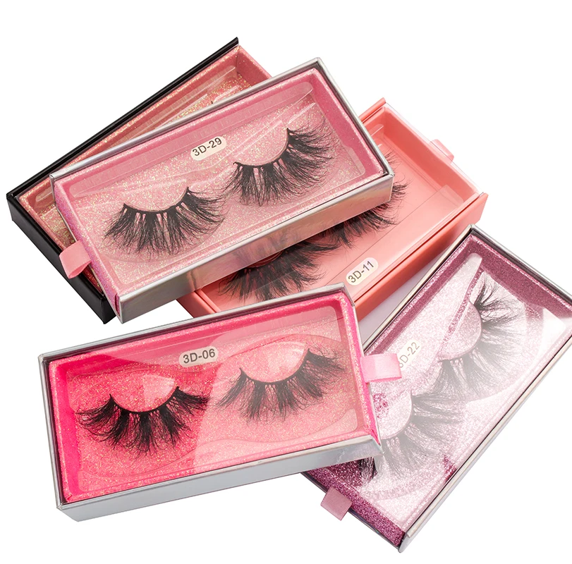 

Hot sale high quality 25mm fluffy faux mink eyelashes, Black