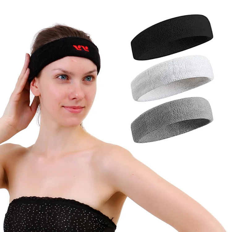 

China manufacturer headband custom embroidered sport terry wrist sweatband embroidered headbands sweatband head, Pantone color are available