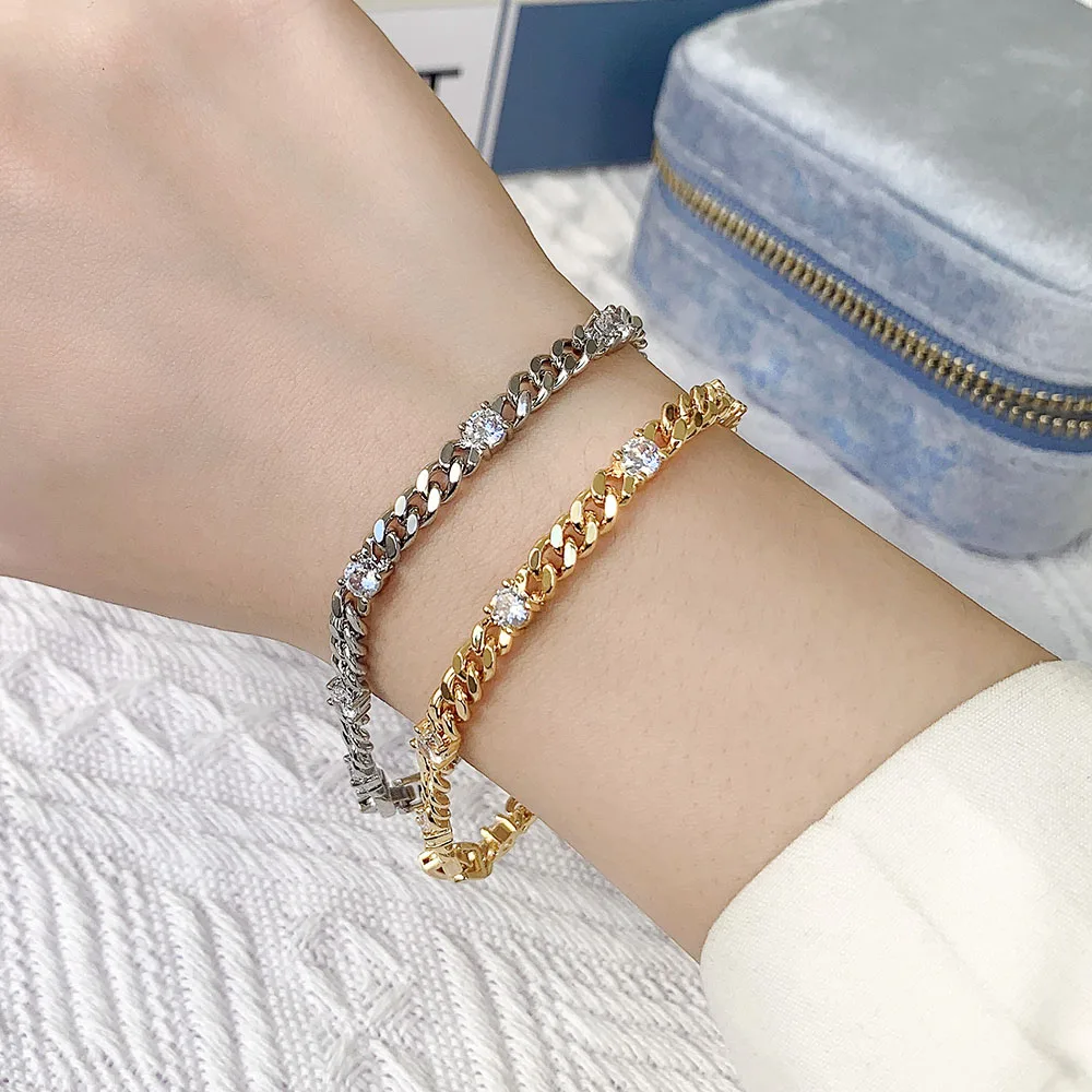 

iced cubic zirconia women cuban link bracelet with diamonds