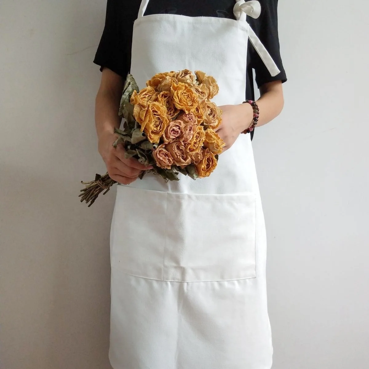 

SunYue White Canvas Apron For Barista Custom Florist Canvas Apron, Can be customized