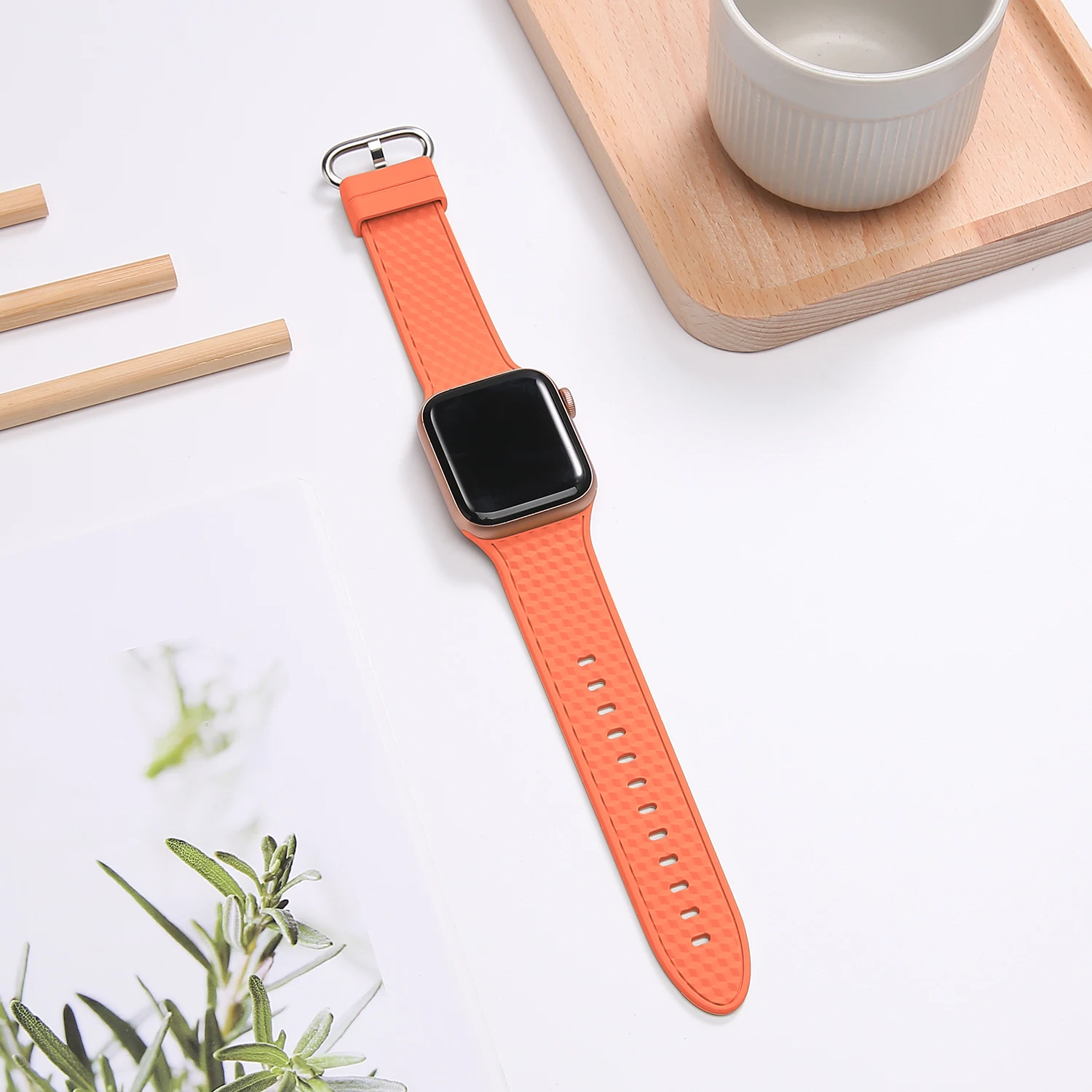 

Luxury Premium designer silicon sport loop grid watch band for apple watch band silicone embossed strap series
