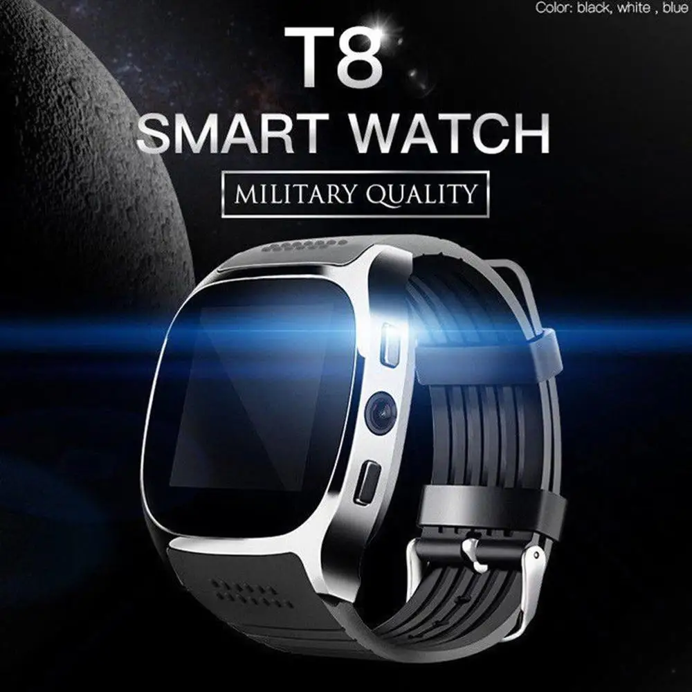 
T8 Bluetooth Smart Watch With Camera Facebook Whatsapp Support SIM TF Card Call Sports Smartwatch For Android Phone PK Q18 DZ09 