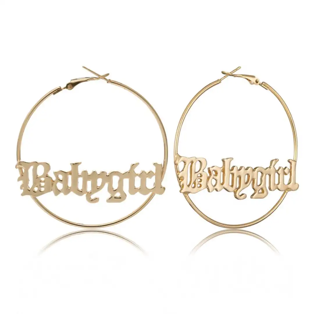

Now product Old English babygirl hoop earrings for women, Silver