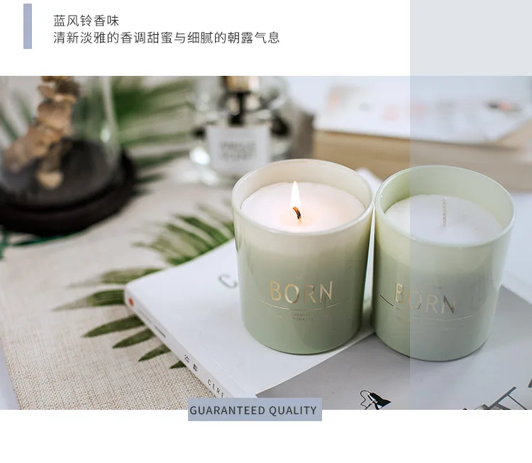 Natural Soy Wax 100% Cotton Wick Scented Candle Gift Set with luxury white Jar