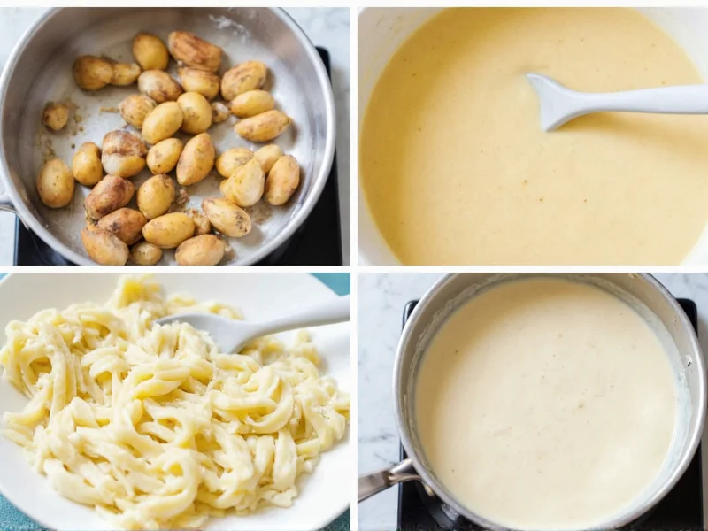 Step by step alfredo sauce preparation process