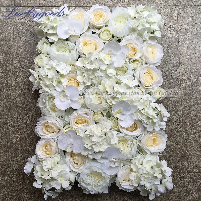

LFB311-champagne and white artificial flower panel for wedding flower wall decoration, As picture