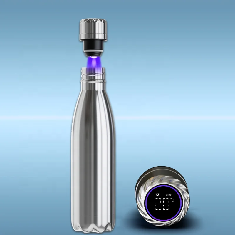 

Newest Sterilizer 304 Stainless Steel Cola Shape Thermal Insulated Temperature Display UV Water Bottle