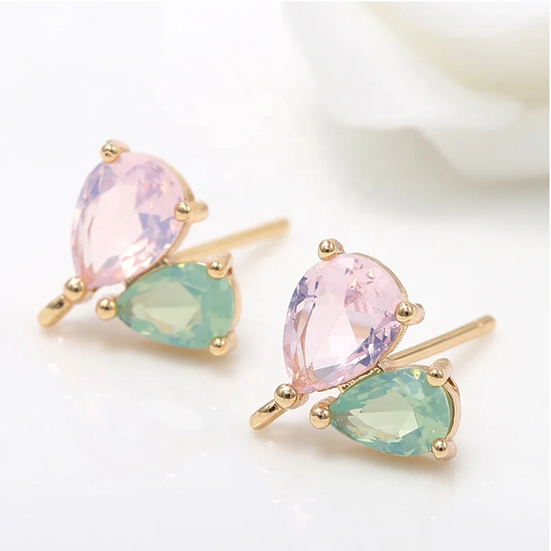 

Refined quality shiny heart safe 925 sterling silver stud earring mounting, Gold