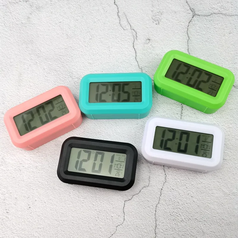 

The new mini simple clock Cute Thin Calendar Temperature Display Digital Alarm Clock Kids Digital Alarm Clock, Green,red,black,blue,white
