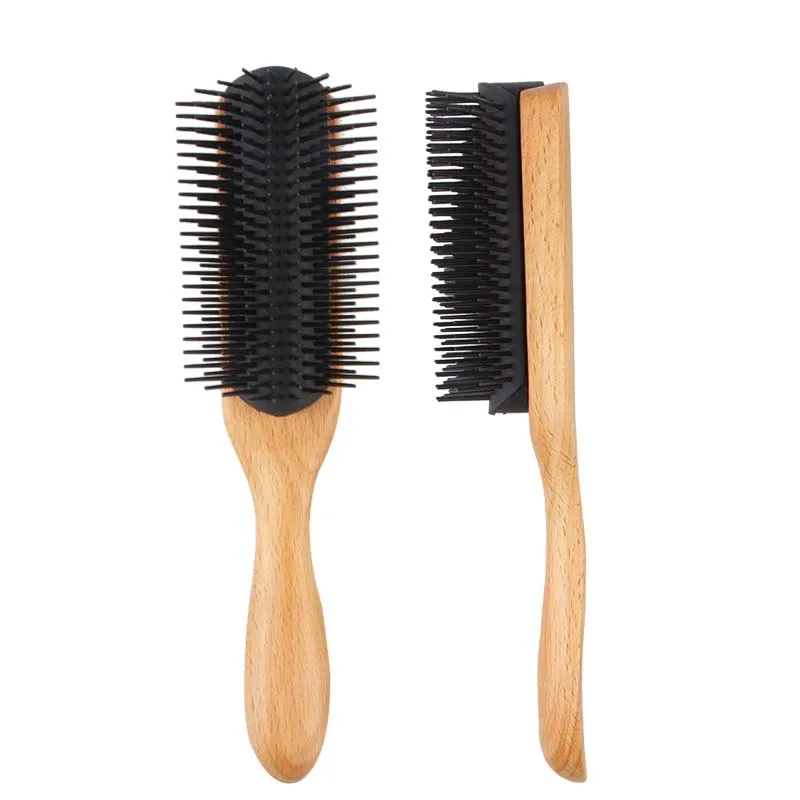 

Masterlee custom logo wooden handle detachable 9-Row deman stlye hair brush