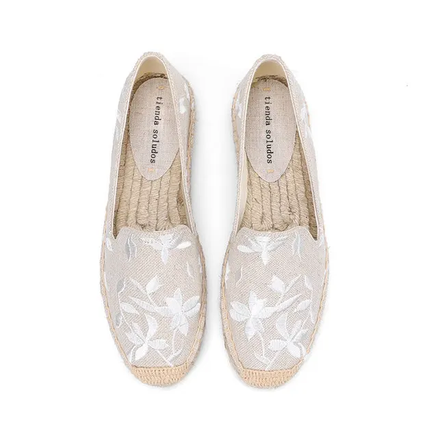 

Hot sale comfortable embroidered platform espadrilles floral pattern ladies flat shoes, Picture