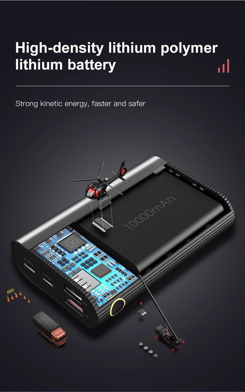 Kuulaa Output Power Bank New Mini Energycell 18W Fast Charge 5V/3A 10000mah for Iphone Samsung Galaxy Etc Portable High Capacity - ANKUX.COM