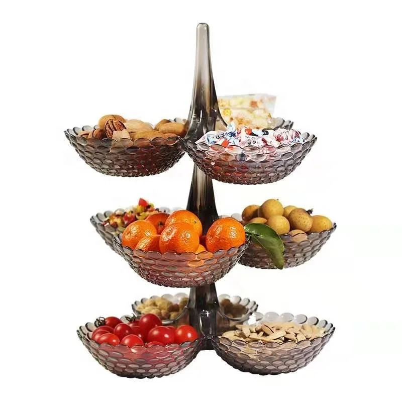 

New Design Plastic Separeted 3 Bowls Fruits' Plates Nets' Plate Dish