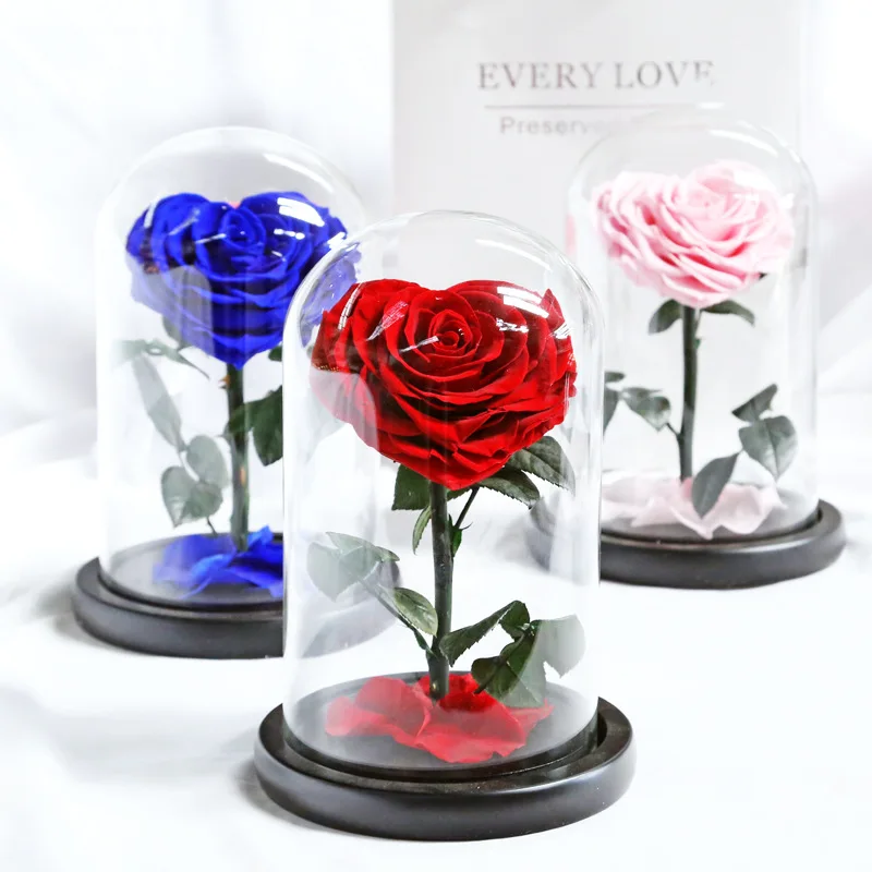 

INUNION Eternal rose preserved flower colorful Long Lasting Forever real rose flower in dome for gift and festival