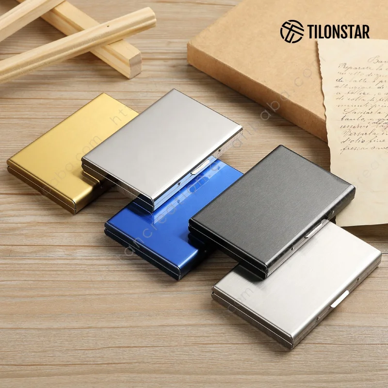 

TILONSTAR Multifunctional Rfid Blocking Metal Stainless Steel Card Box Credit Card Holder Card Case