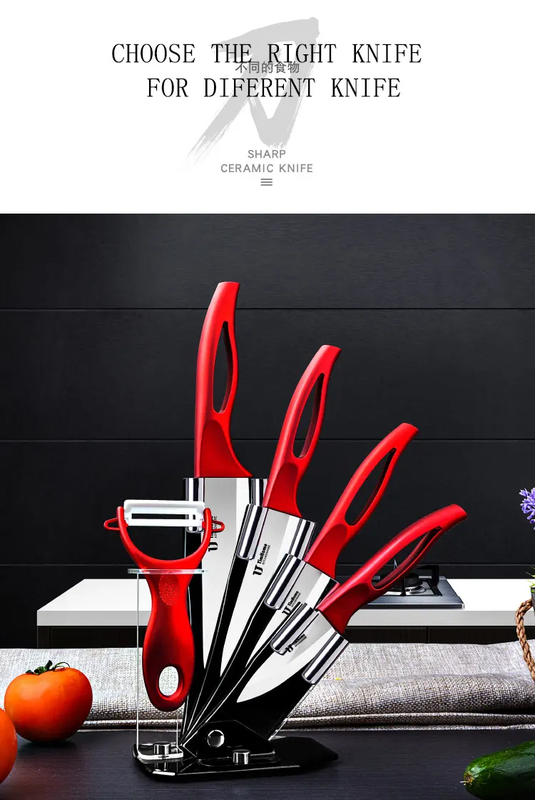 
Timhome 6pcs ceramic knife set with Acrylic Block holder High quality handle for fruit vegetables meat 