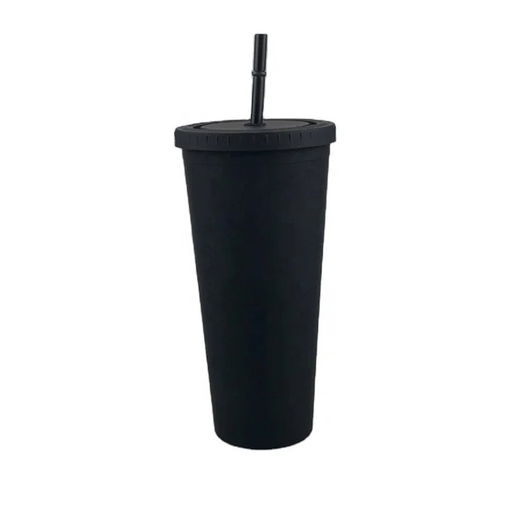 

Matte Black Tumbler 16oz double walled Colors Acrylic Plastic Pastel Matte Skinny Tumblers with Straws