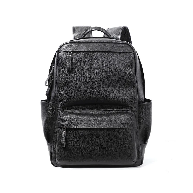 

2021 Fashion Theft Proof Genuine Leather Backpack Custom Logo Laptop Real Cow Leather Mens School Backpack Bags, Black