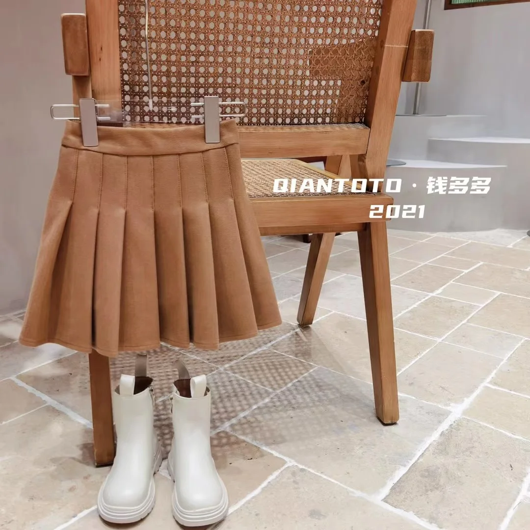 

2021 New Big Girl Solid Pleated Skirt for 4-9T Kid Children Girl, As photo