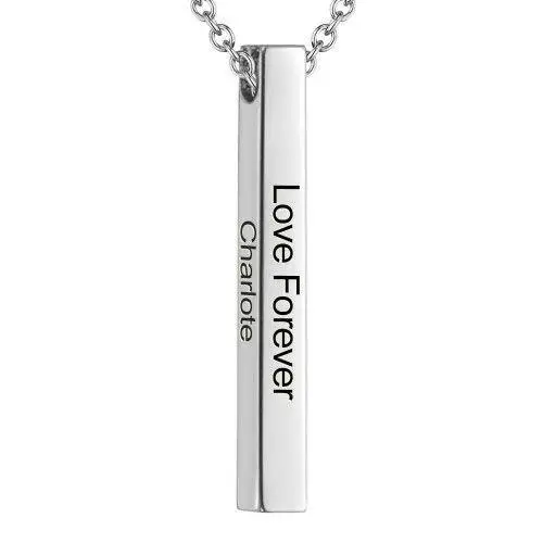 

Mother's Day Customized Logo Engraved Name 3D Vertical Vertical Bar Pendant Necklace