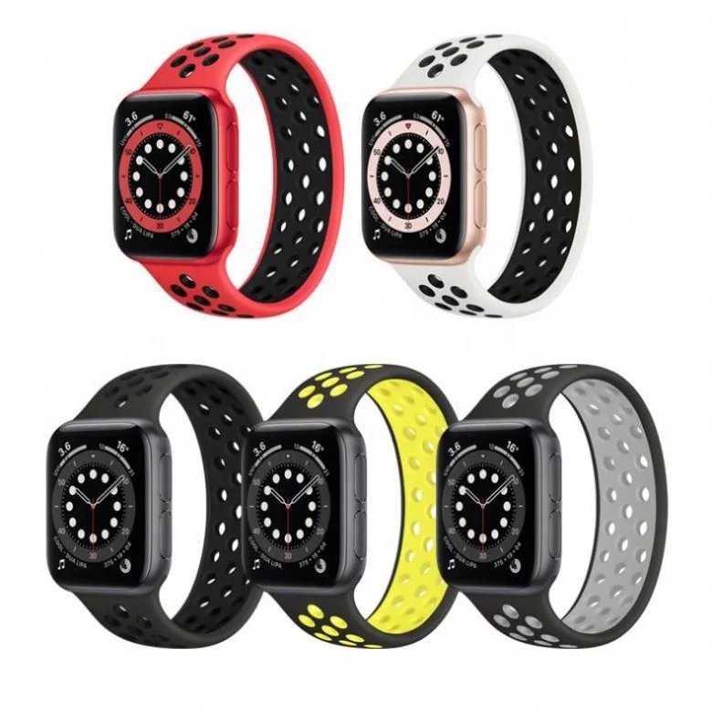 

Sport Elastic Watchband 38mm Watch Band For Apple Charm Loop Silicone Strap Fit For Apple Watch, Black gray,white black,black yellow,red black