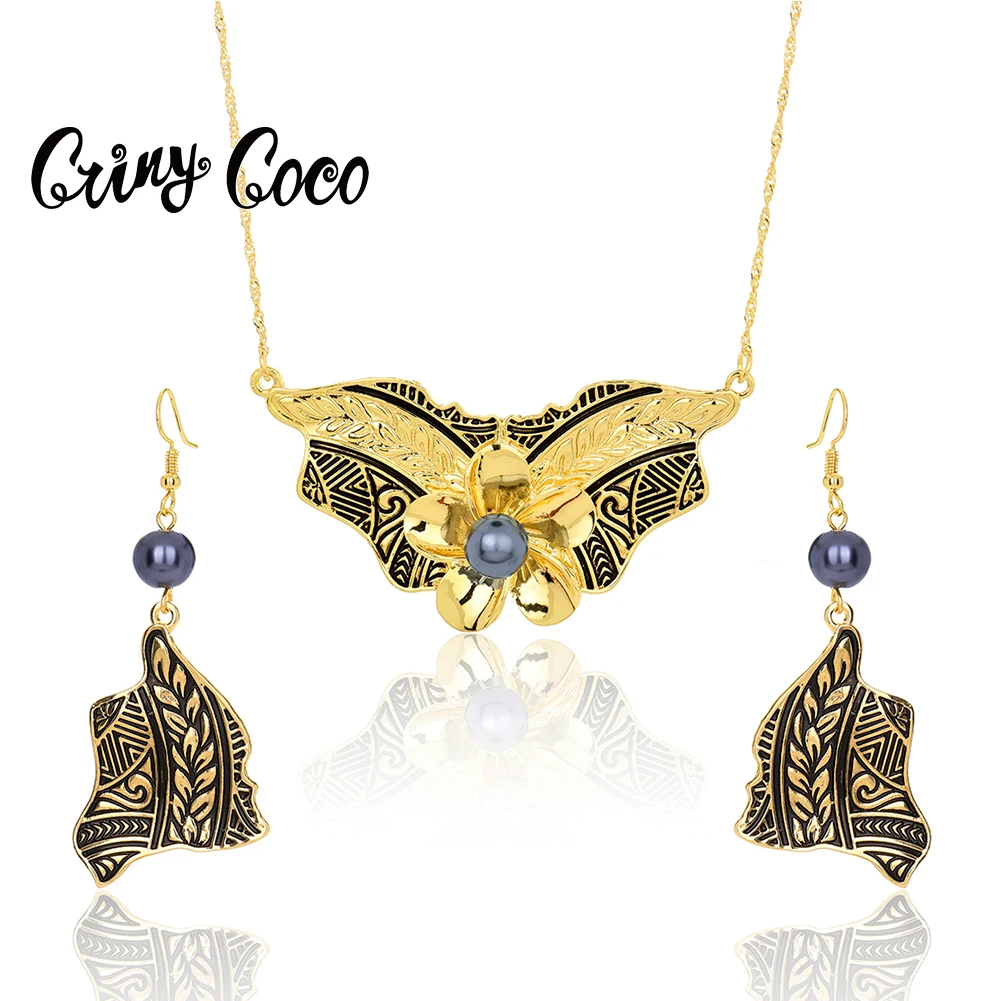 

Cring CoCo Fashion Holiday Zinc Alloy Earrings Dangling Flower Fish Accessories Yellow Hawaiian Jewelry Sets For Women Gifts, Picture shows