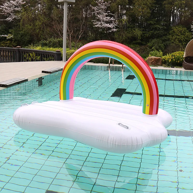 

Customized inflatable rainbow float cloud float row air cushion bed swimming suitable for adults and children water party toys, Colorful