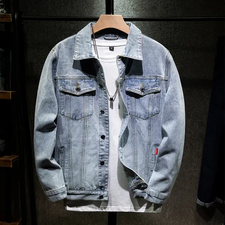 

2019 Denim Jacket Men European And American Trend Large Size Washed Jacket Men Japanese Retro Denim Jacket