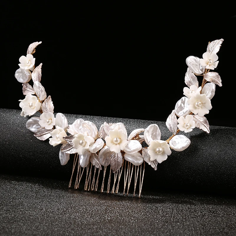 

ROMANTIC Newest White Ceramic Flowers Bridal Hair Accessories Handmade Women Wedding Hair Combs