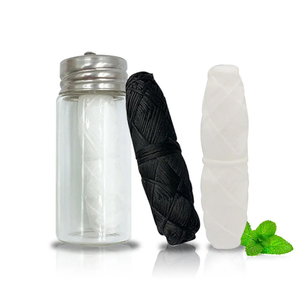 

Natural corn tooth floss zero waste bamboo charcoal vegan Eco friendly dental floss, White black
