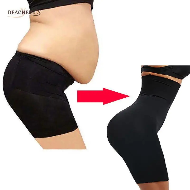

High Waist Briefs Mid Thigh Butt Lifter Waist Trainer Firm Control Tummy Body Shaper Panties, Black ,nude