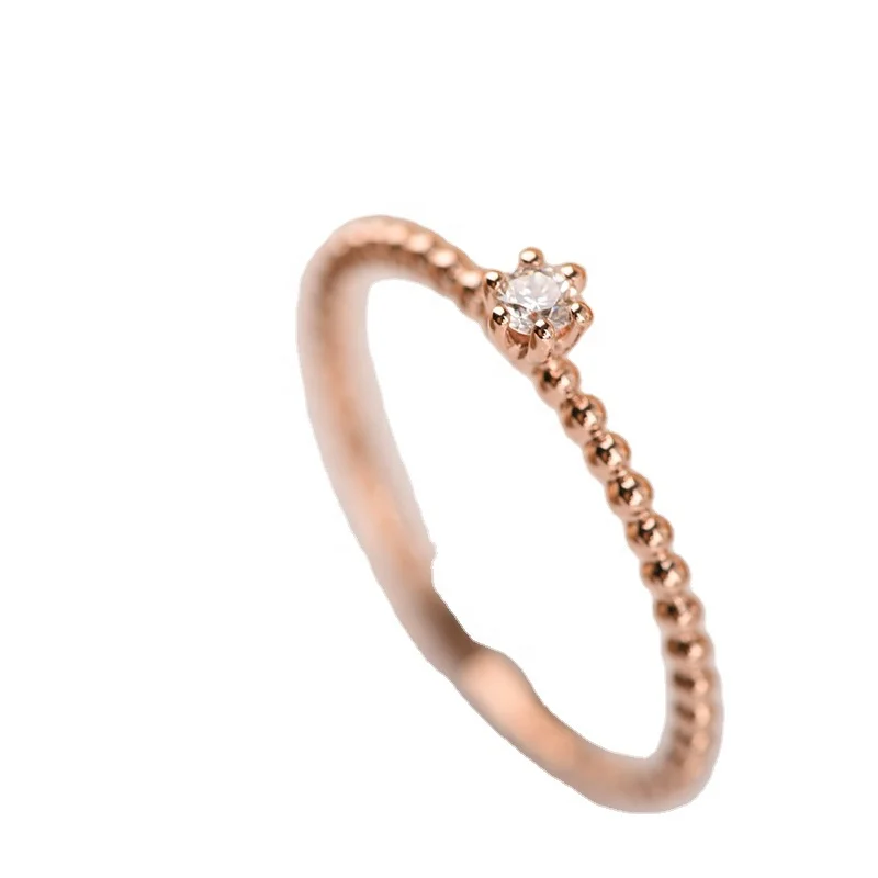 

18K 0.05ct Diamond Rose Gold Round Ring solid gold ring