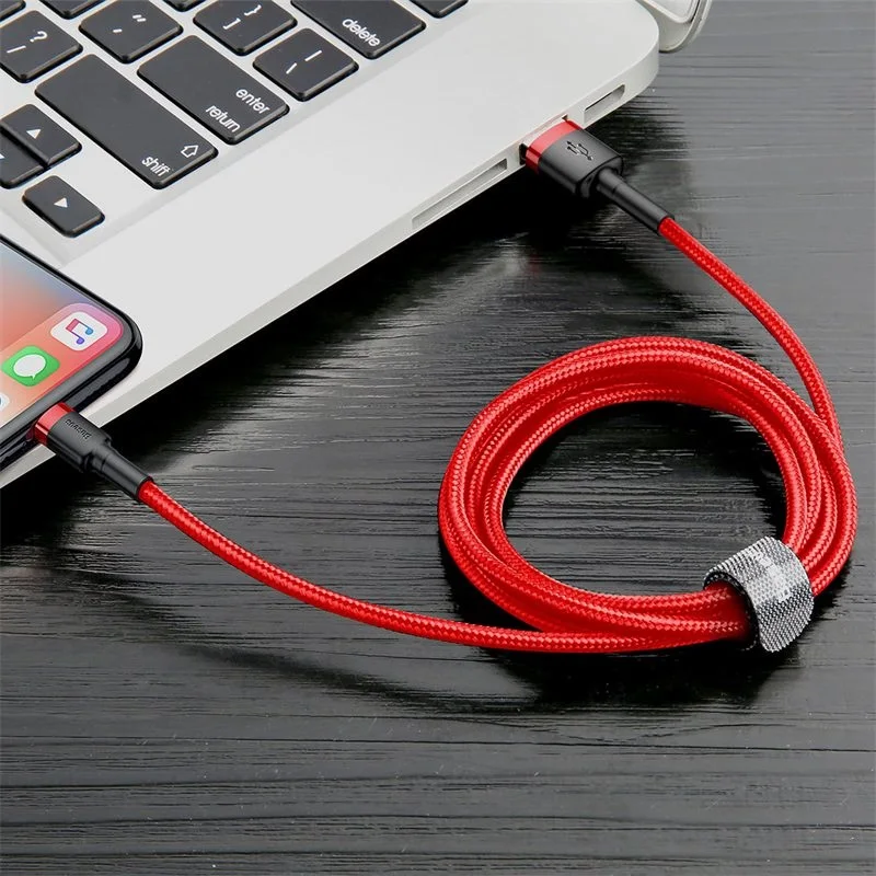 

Baseus 3A Fast Charging Double Side USB Braided Cable For Smart phone Weaving Data line For iP phone X 11 Charger Cord