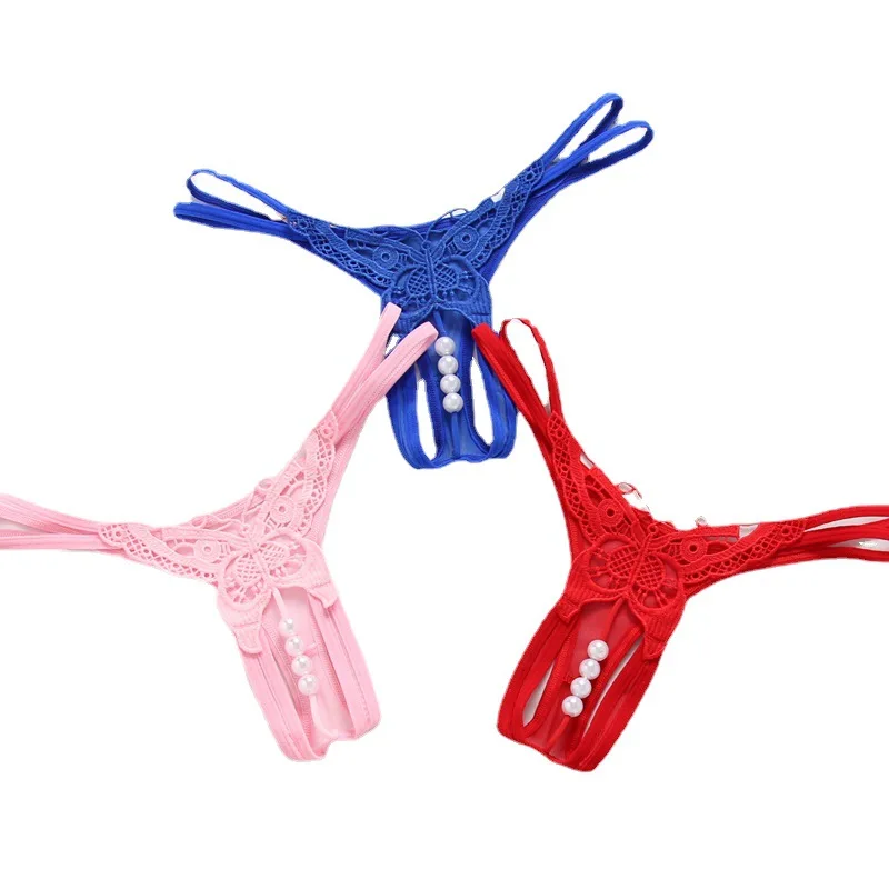 

Women's sexy underwear transparent cutout pearl massage open-end T-back Guipure Lace Beaded cheap, 6kinds