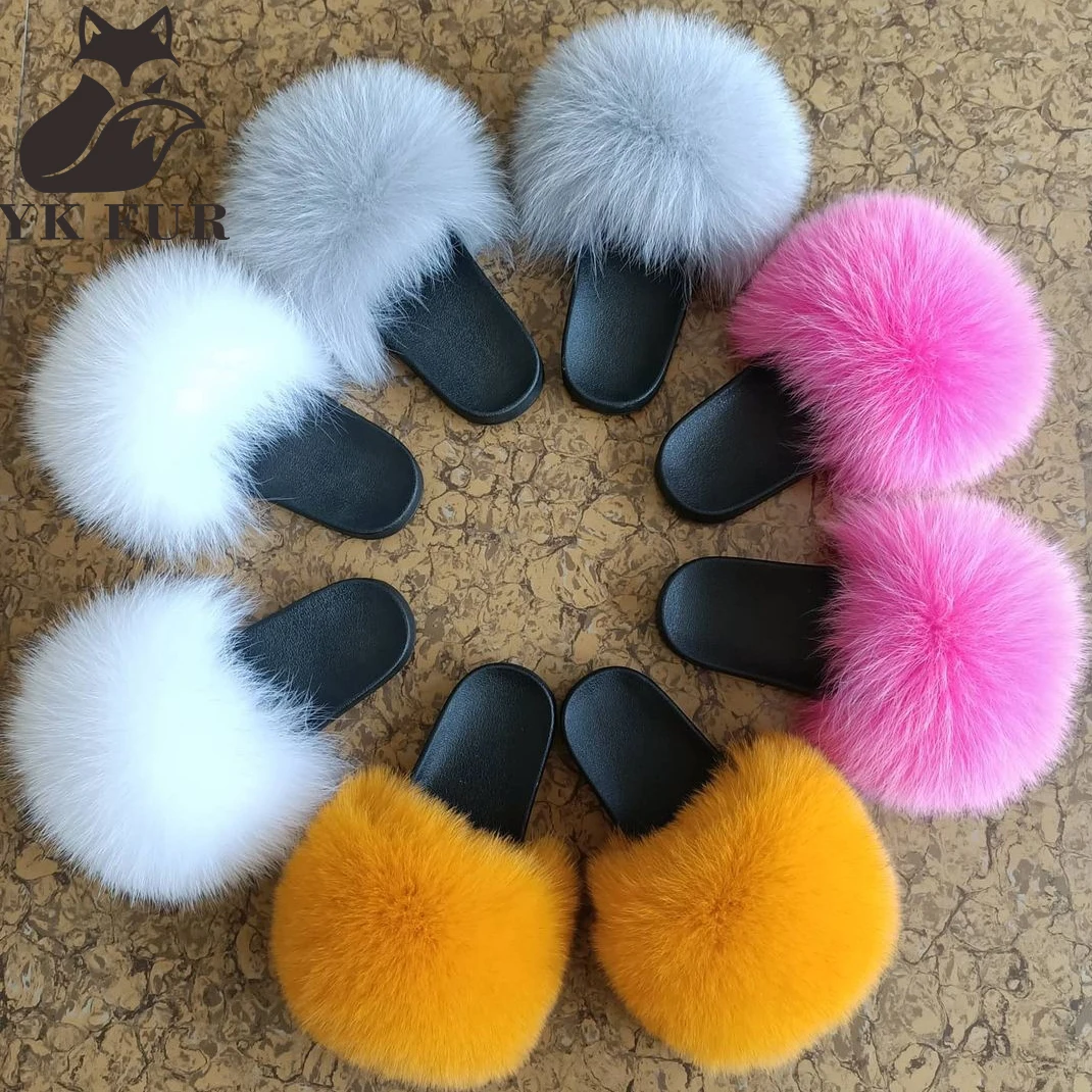 

Manufacturing high quality wholesale fur women slippers logo fur slippers real fur slides, Customized color