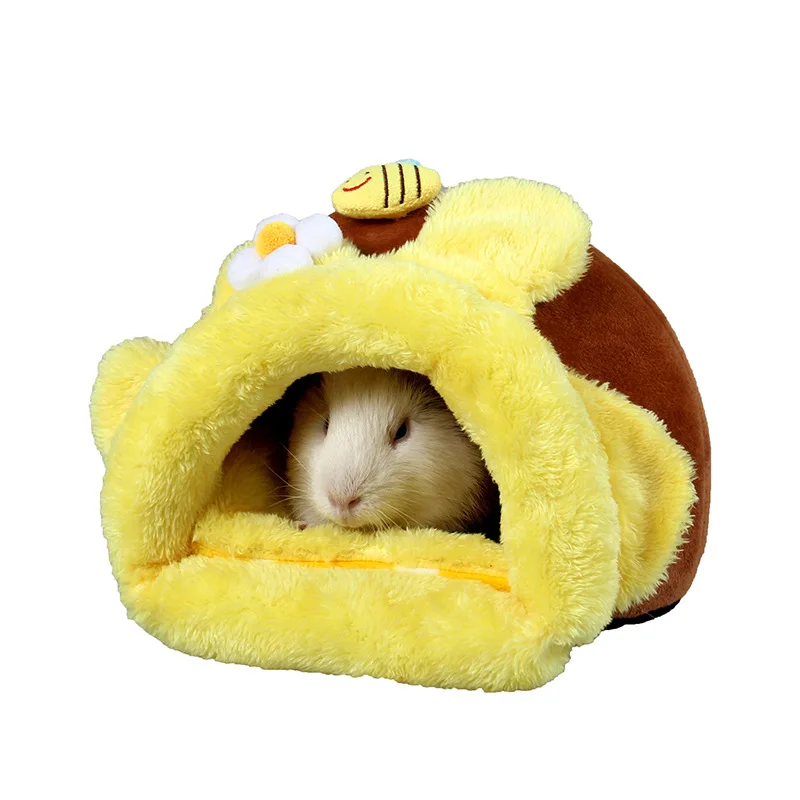 

Soft Plush Warm Pet Bed Winter Nest Small Animal Hamster Bed House, As picture