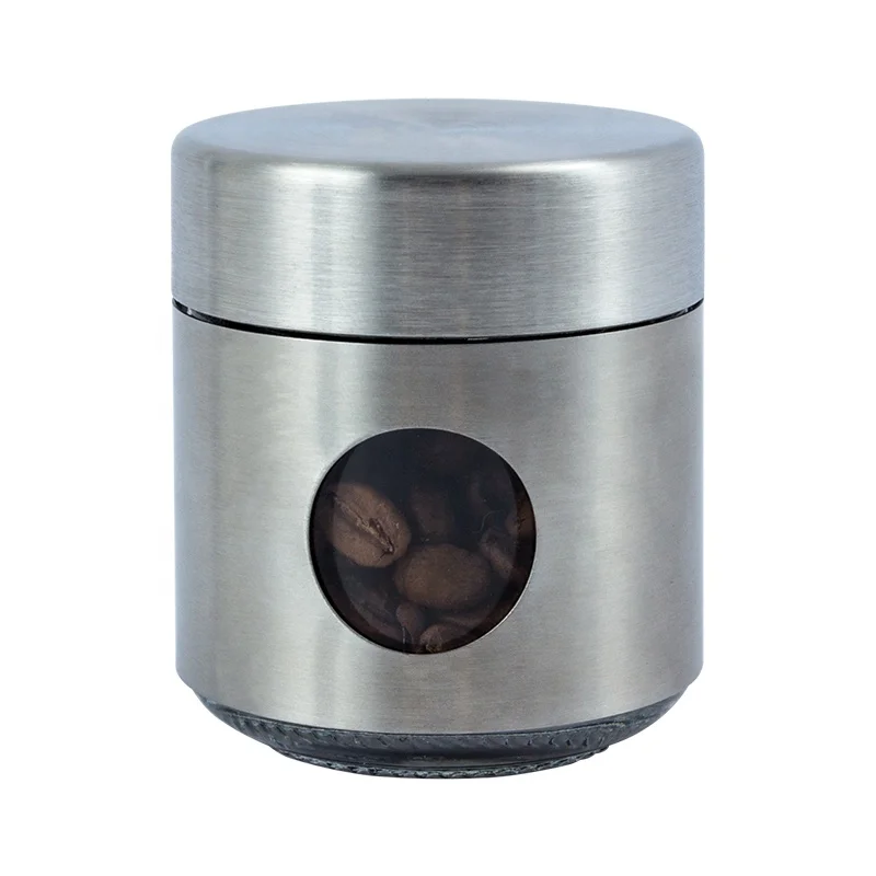 

100ml Stainless Steel Vacuum Coffee Bean Container Coffee Canister for Storaging, Silver