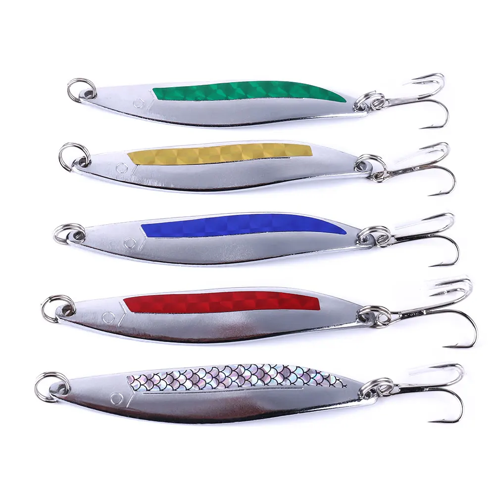 

Hengjia metal trolling laser spoon tackles spinner bass bait black hook, 5 colour available/unpainted/customized