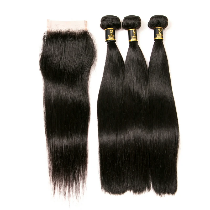 

China supplier straight bundles hair with closure virgin human hair 100gram/piece