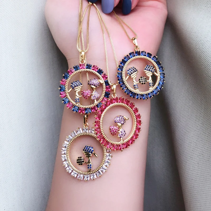 

18k gold plated jewelry cute kids shape iced out diamond pendant necklace