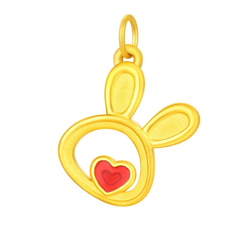 

Certified Pure Gold 999 Peach Heart Rabbit Necklace 24K Shell Gold Love Rabbit Pendant 3D Hard Pure Gold Bunny Wholesale Female