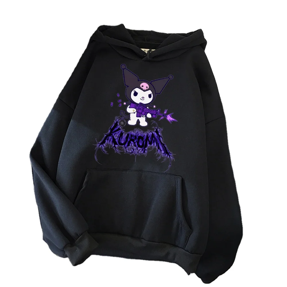 

Hoodie y2k Goth Kawaii Anime Kuromi Sweatshirt Color Sweatshirt Long sleeve Winter Women Velvet Clothing, Customized color