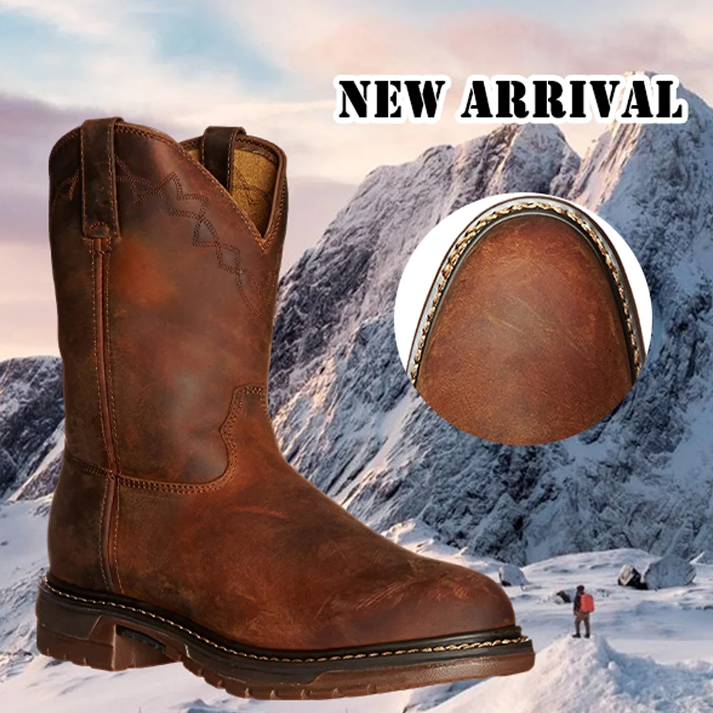 

Men's Vintage Mid-Tube Western Boots Riding Boots