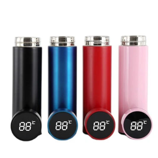 

500ml digital vacuum flasks thermoses portable electric thermos bottle thermal cup with led temperature display, White /black/pink/gold/blue/red