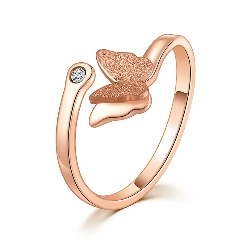 

No allergy high quality fashion style stainless steel 18K gold butterfly ring jewelry women, Gold,silver,rose gold