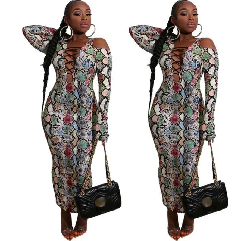 

Fashion Womens Clothes Sexy Bodycon Tight Digital Print Dress, Customized color