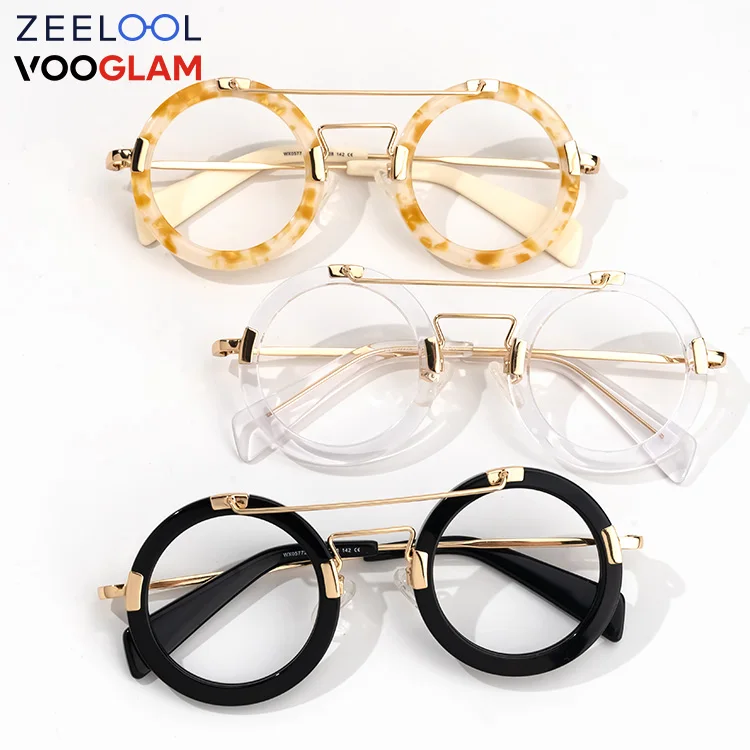 

Zeelool Vooglam Brand Women classic new arrival Wholesale aviation round light yellow blue spectacle optical eyeglasses frames